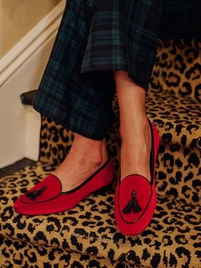 J McLaughlin Red Velvet Loafers